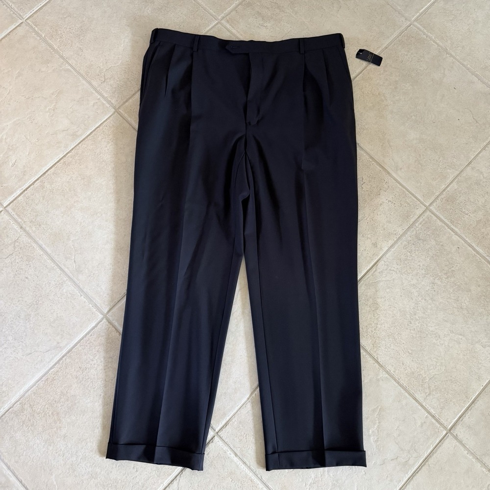 NWT 346 Brooks Brothers Wool Pants Mens 44 x 33 Black Stretch Dress Slack $149